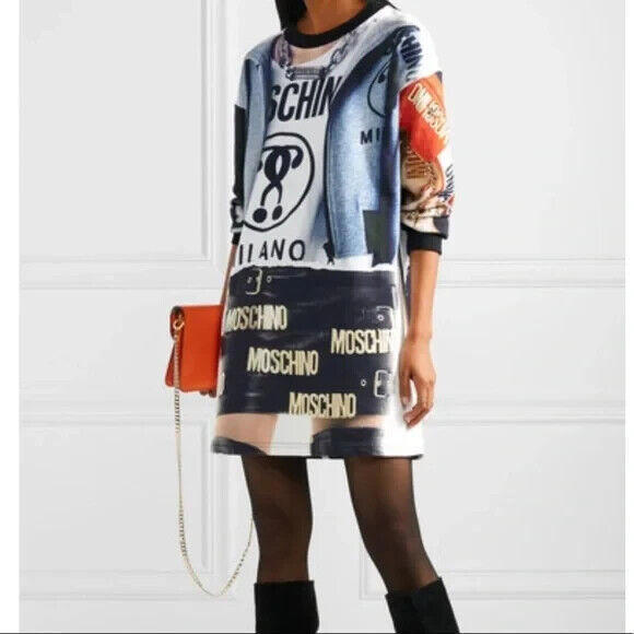 [SOLD] NWT MOSCHINO COUTURE Women's Sz IT 42 US 8 Graphic Cotton Sweater Dress - Picture 13 of 14